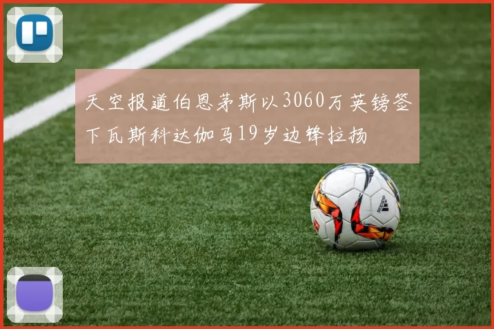 天空报道伯恩茅斯以3060万英镑签下瓦斯科达伽马19岁边锋拉扬